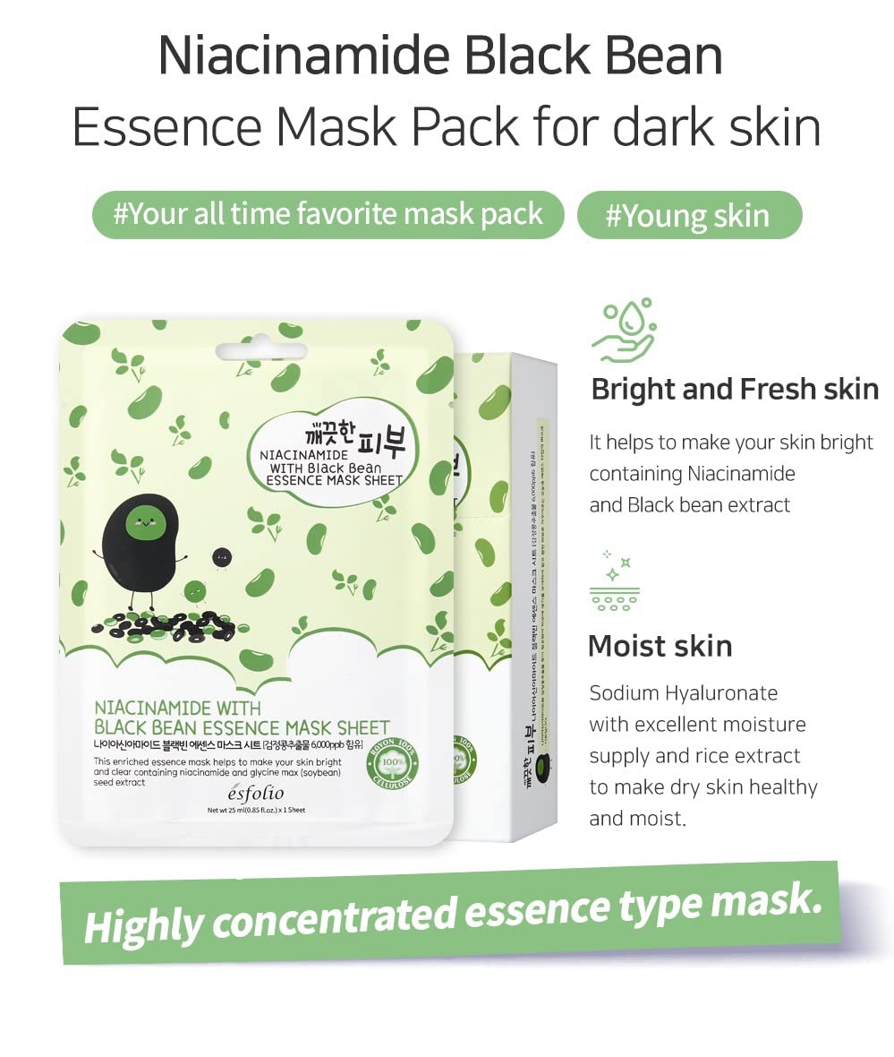 Niacinamide With Black Bean Essence Mask Sheet Set de Mascarillas